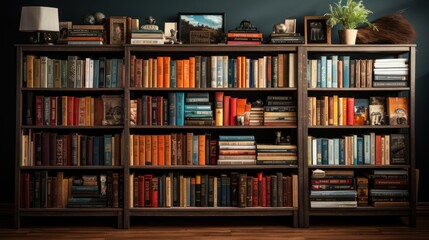 shelves with books, ai generative