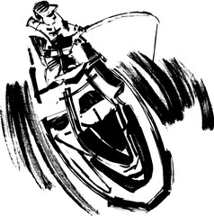 hand-drawn illustration of jet ski fishing 