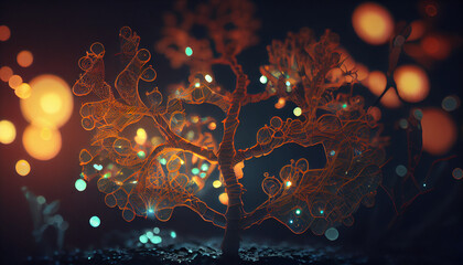 most beautiful wallpaper of magical branches and flower Generated Ai technology
