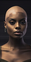 Beautiful black woman with a stylish shaved hairstyle. Generative AI