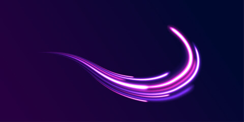 Purple fire flames of space rocket, shuttle launch. Comet or meteor trails isolated on transparent background. 