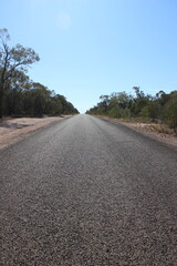 Long straight road somewhere near Charlevile, south west Queensland outback. 