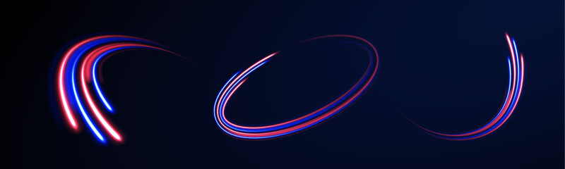Red blue special effect, speed police line. Beautiful glow light flare and spark. Laser beams, horizontal light rays. Particle motion effect. Magic of moving fast lines. 