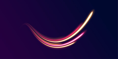 High speed effect motion blur night lights blue and red. Futuristic neon light line trails. 