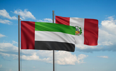 Peru and  United Arab Emirates, UAE flag