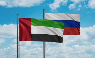 Russia and  United Arab Emirates, UAE flag