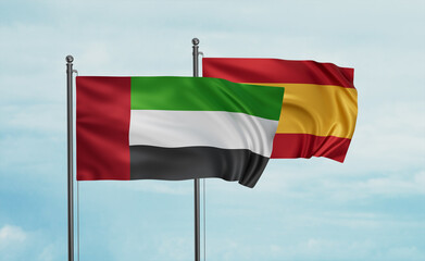 Spain and  United Arab Emirates, UAE flag