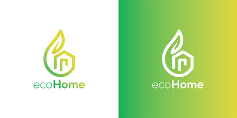 Eco Home leaf icon Logo design vector template