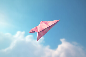 paper airplanes in the sky rendering minimal background