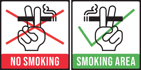 No smoking sign with hand in simple modern style
