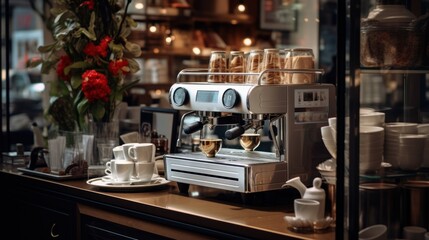 Fototapeta na wymiar machine in a cafe, ai generative