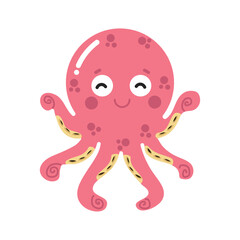 Cute Pink little  octopus cartoon