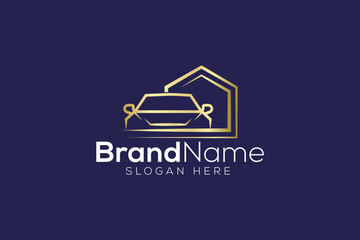Luxurious car and home Gold Logo design vector template