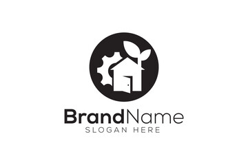 Property services, demolition and maintenance logo design vector template