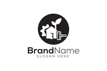 Property services, demolition and maintenance logo design vector template