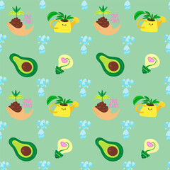 No plastic, go green, Zero waste concepts. Reduce, reuse, refuse, Recycle, Rot - ecological lifestyle and sustainable development. Flat hand drawn style illustrations seamless pattern vector drawing.