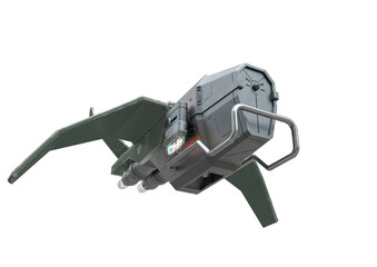 sci fi drone flying view in white background