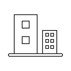 Two simple buildings icon. Vector.