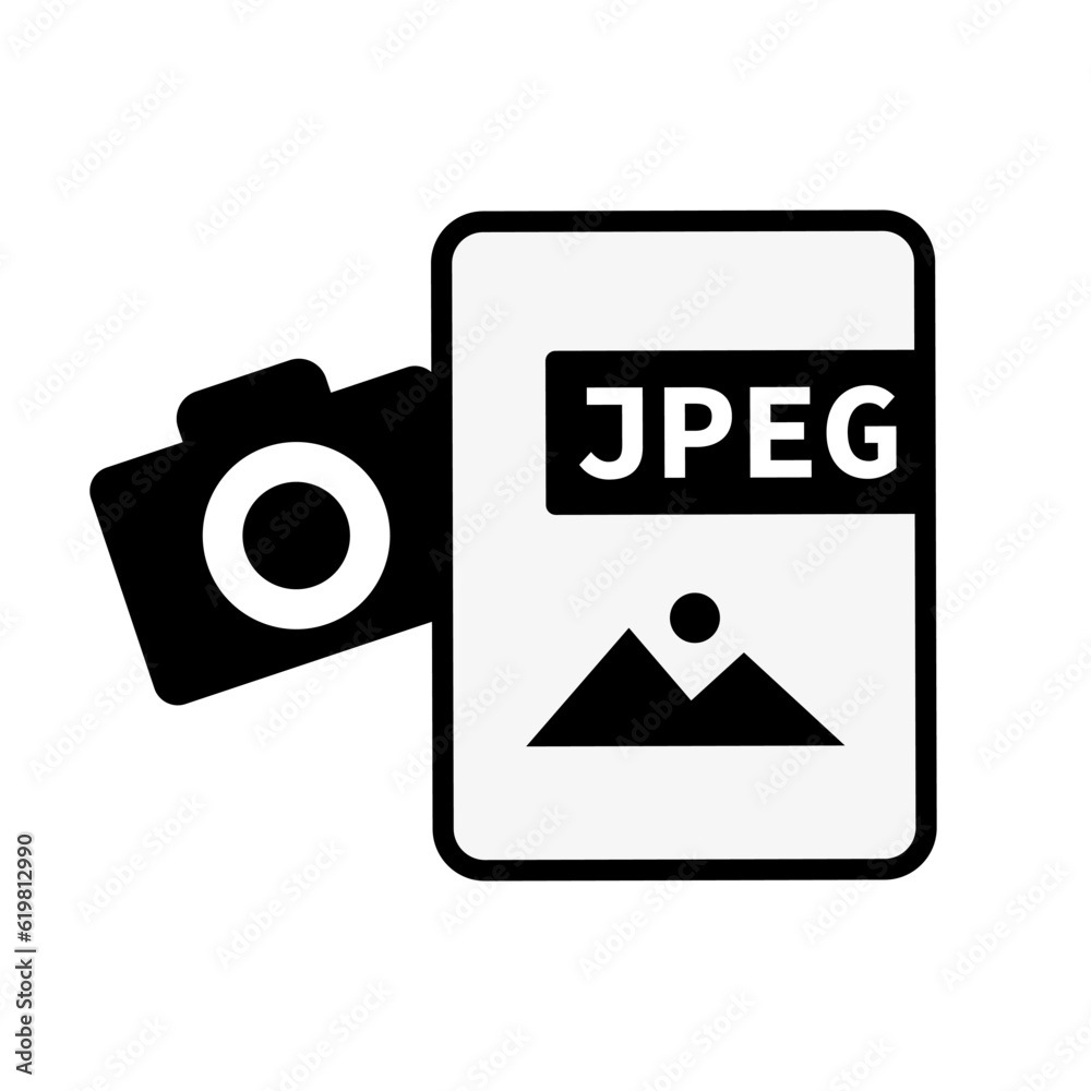 Poster camera and jpeg file icon. vector.