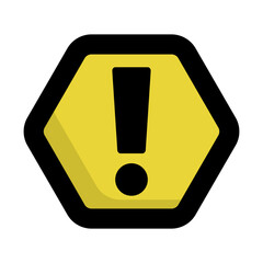 Hexagonal caution icon. Warning sign. Vector.