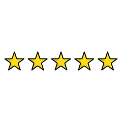 5 star rating icon. Five star review. Vector.