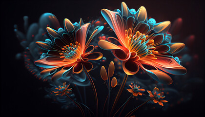 Obraz na płótnie Canvas most beautiful neon flowers backgrounds and wallpaper Generative Ai technology