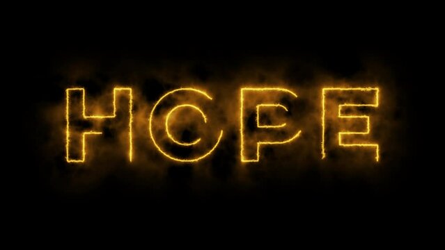 footage video hope text effect lines with fire, saber. 