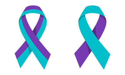 Suicide prevention ribbon, flat vector.