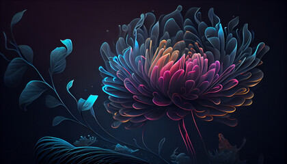 Fototapeta na wymiar most beautiful neon flowers backgrounds and wallpaper Generative Ai technology