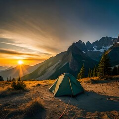 Serenade of Solitude: Experience the Enchanting Romance of a Mountain Sunset Camping Retreat!