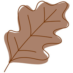 Leaf - brown color, simplified line drawing, minimal style