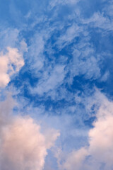 Vertical image a beautiful morning sky with clouds.