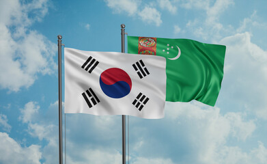 Turkmenistan and South Korea flag