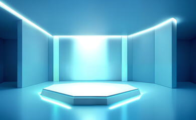 Podium, stage pedestal or platform for Product presentation, mock up, show cosmetic product, Abstract scene background. Generative AI