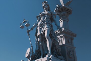 Fototapeta na wymiar Statue of Justice in Blue Sky, Generative AI