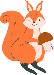 Squirrel Animal With Mushroom