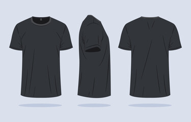 3 Outline Black Tshirt Template For Men