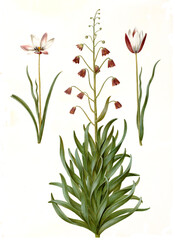 Damen-Tulpe, Damentulpe, Variation der Tulpe Tulipa clusiana, Persische Fritillarie Fritillaria persica