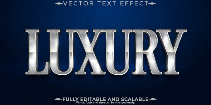 Editable text effect, luxury silver text style