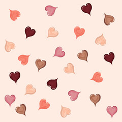 pattern with watercolor hearts in warm colors