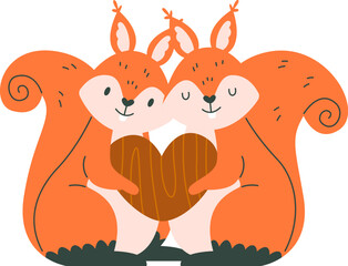 Squirrel Couple With Heart