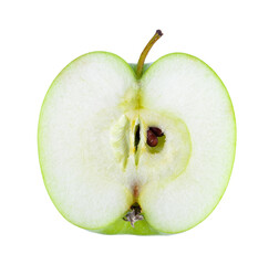 slice green apple on transparent png
