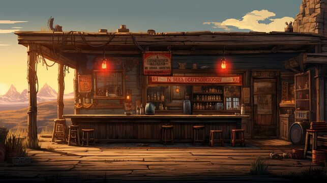 Background for game desert wild west illustration Generative AI