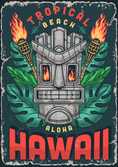 Aloha Hawaii beach colorful sticker