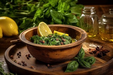 Ciceri e Tria served in a rustic bowl, garnished with fresh herbs