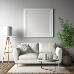 Blank white photo art frame mock up design showcase in modern bathroom Generative AI 