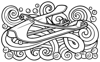 Cartoon cute doodle hand drawn sled illustration.