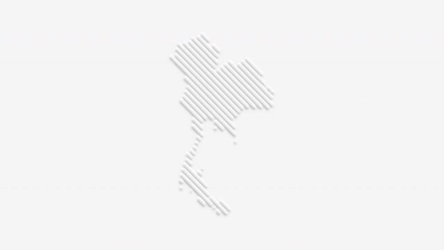 Thailand map consisting of white stripes on a white background.