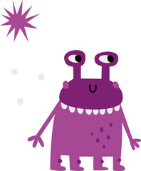 Alien character. Cute purple space monster mascot