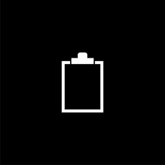 Blank Checklist clipboard icon isolated on black background 